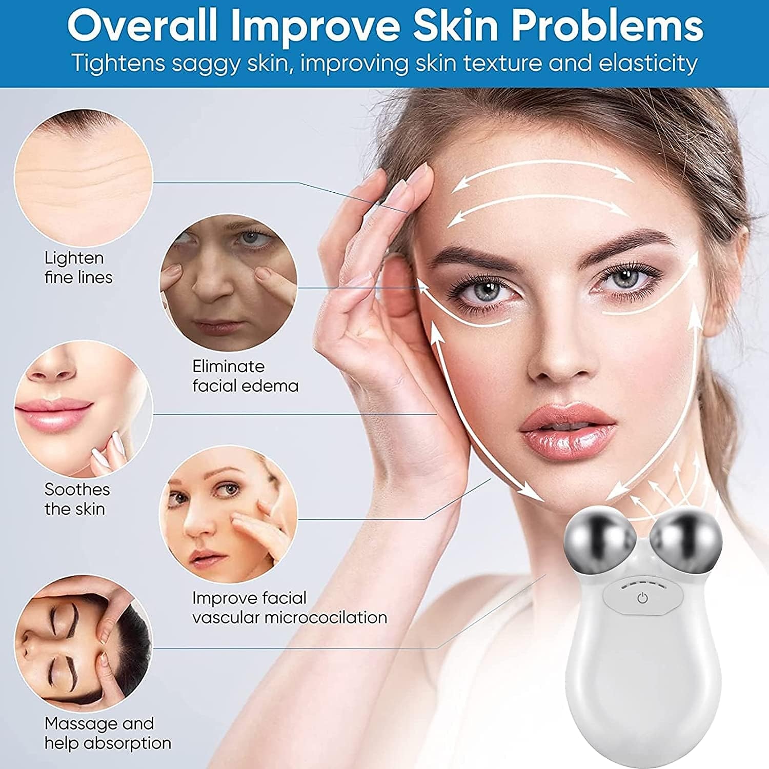 apparaat voor gezicht en hals, microstroom gezichtsapparaat anti-aging en rimpelverminderaar huidverjonging, microsculpt apparaat gezicht voor huidverzorging en massage 2025 - GBP £22 –P5