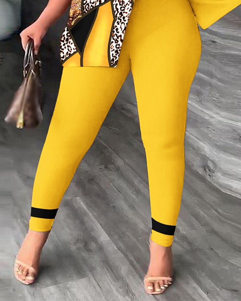 Femme Mode Chemise Ensembles de pantalons Pantalon Manche Courte Une Epaule Léopard Imprimer Casual Quotidien Jaune Rouge Bleu Printemps été Standard de 2025 ? $32.99 –P12