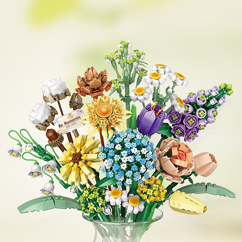cadouri de ziua femeii mini blocuri buchet de flori seturi de constructii flori artificiale diy decor unic pentru casa 646 piese pentru ziua mamei cadouri pentru mama 2025 - $29.99 –P3
