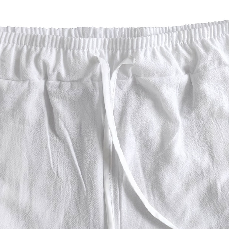 Homens Calção Shorts de linho Shorts de verão Calças Capri Com Cordão Cintura elástica Perna reta Tecido Conforto Respirável Comprimento da panturrilha Casual Diário Feriado Misto de Algodão e Linho de 2025 por $17.99 –P3