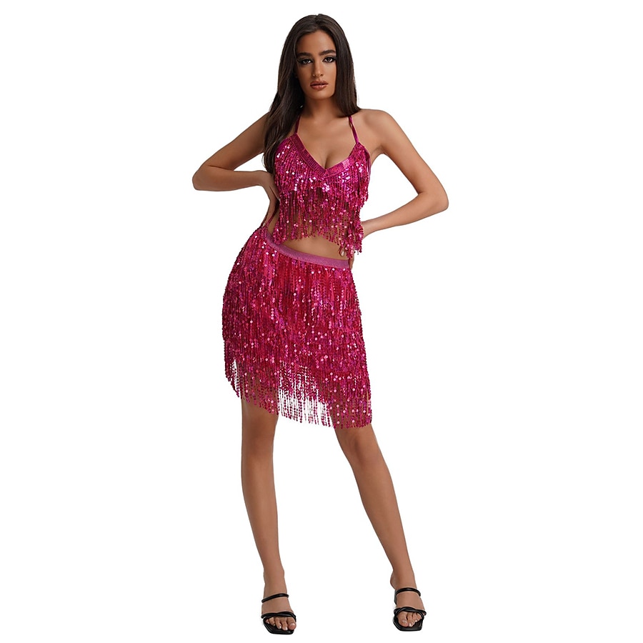 Femme Danseur Danse du ventre Danse Spectacle Costume de danse du ventre Robe de boîte de nuit Brille & Scintille Polyester Argent Bleu Clair Noir Haut Jupe de 2025 ? $37.99 –P11