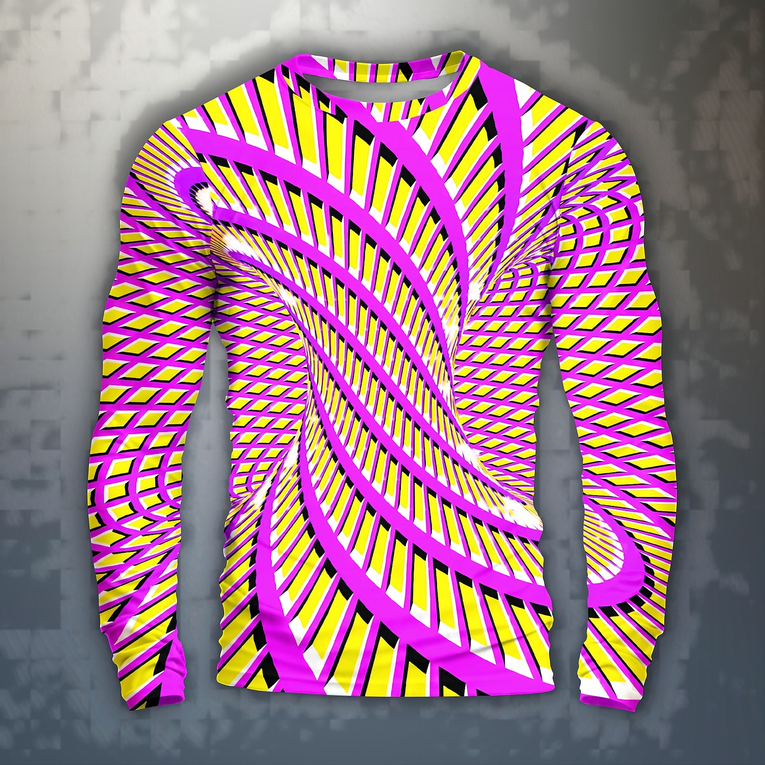 Men's Graphic Optical Illusion Geometic Visual Deception Funny T Shirts Long Sleeve T shirt 3D Print Crew Neck Shirt Daily Designer Artistic Carnival Party Casual Black Yellow Blue Spring &  Fall 2025 - $19.99 –P6