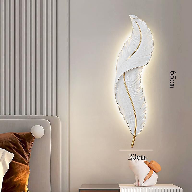 Luz de pared LED moderna y regulable, luz de pared blanca elegante con diseño de plumas, luz de pared LED de 3000k-6000k para dormitorio, sala de estar y pasillo 2025 - $175.99 –P5