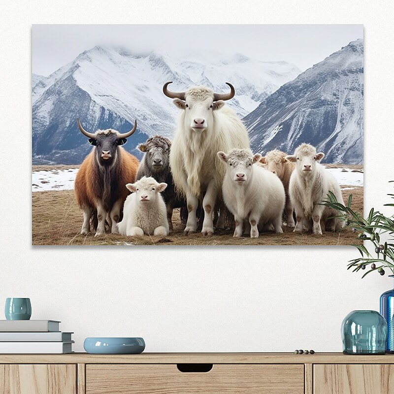 2025年 動物壁アートキャンバス羊雪山プリントとポスター写真装飾布絵画リビングルームの写真フレームなし  コレクション – $17.49 –P6