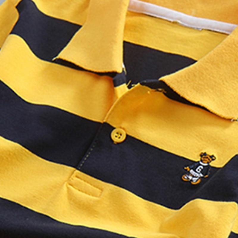 Barn Pojkar T-shirt Tee Tecknat Rand Långärmad Knapp Bomull Barn Top Skola Förtjusande Dagligen Vår Höst GUCI långärmade tjocka ränder 7-13 år 2025 - $17.49 –P12