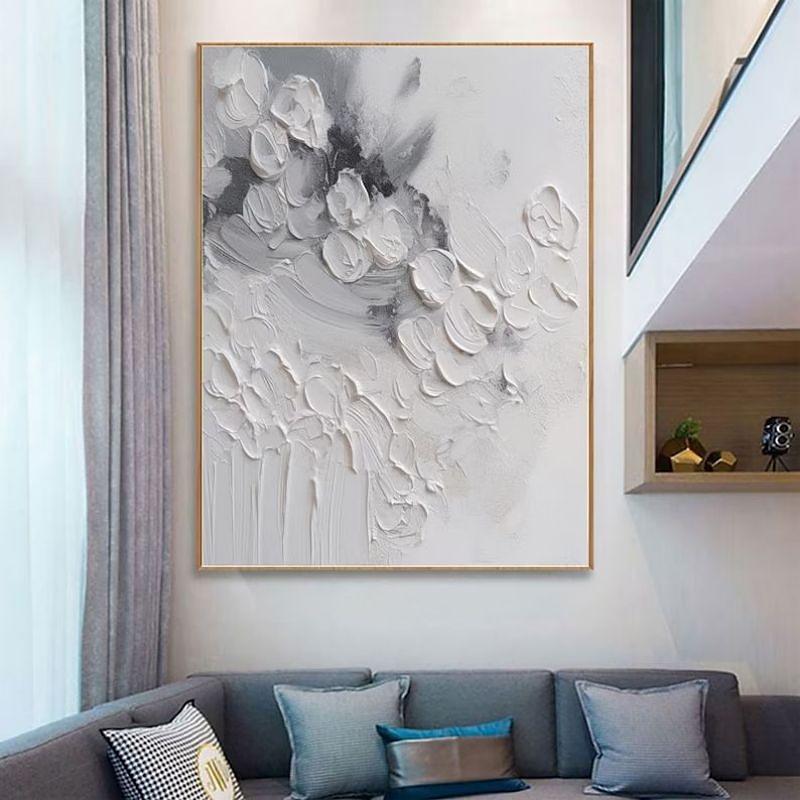 grijze en witte abstracte kunst handgemaakte olieverf op doek wabi sabi kunst aan de muur grijze minimalistische schilderkunst 3D getextureerde Acryl schilderij huis wand decor 2025 - $100.99 –P12