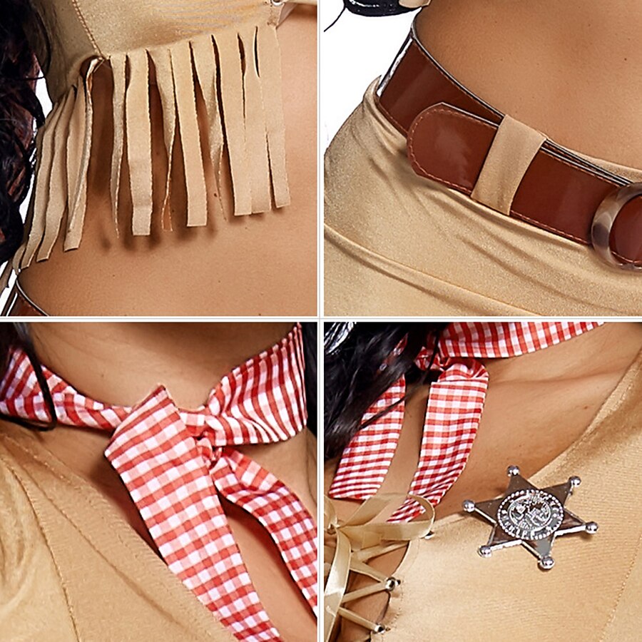Retro Vintage Roupa vaqueira Com Cordão Listrado Fantasia Mulheres Dia Das Bruxas Carnaval Baile de Máscaras Carnaval dia das Bruxas Mascarilha Adulto Saias Blusa Cinto de 2025 por $35.99 –P6