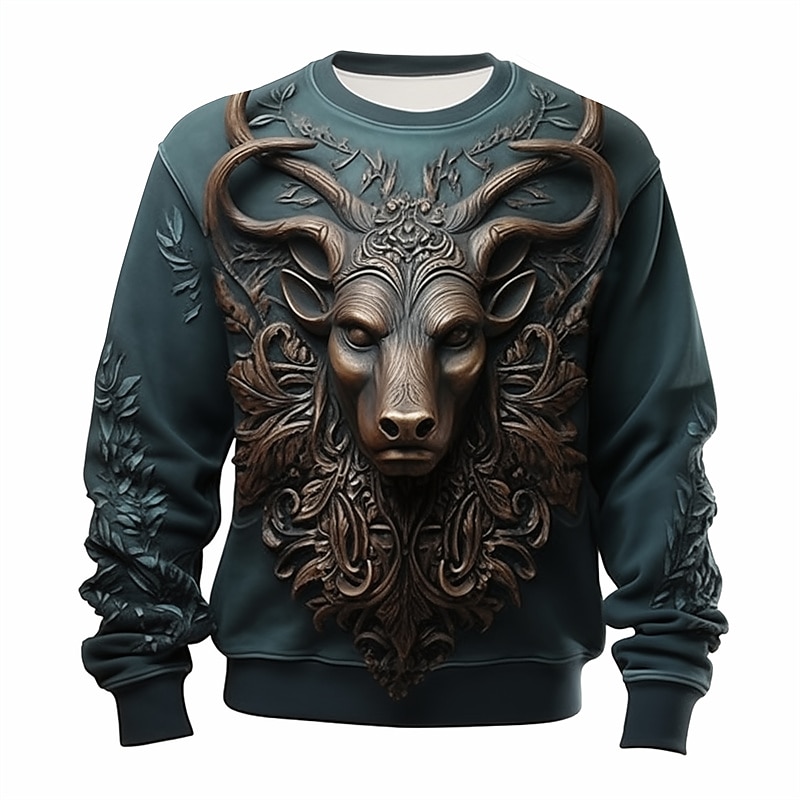 Herre Grafisk Dyr Antilope Gensere Genser for genser Langermet Genser Crew-hals Daglig Fritid Vintage retro 3D-utskrift Feriereise Ferie Ut på byen Trykt mønster Vår & Vinter 2025 - $29.99 –P2