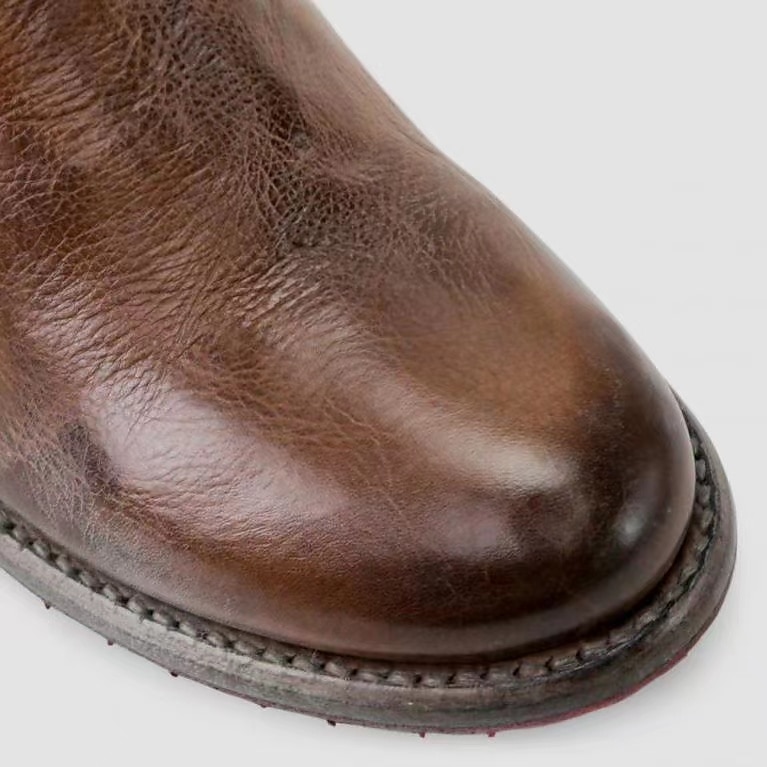 dámské vintage hnědé kotníkové boty z umělé kůže chelsea s elastickými bočními panely – ležérní slip-on styl pro podzimní a zimní outfity 2025 - $64.99 –P3