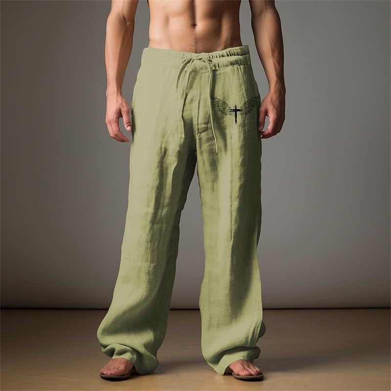 Voor heren Grafisch Vleugels Broeken Medium Taille Casual Vakantie Alledaagse kleding Uitgaan Lente Herfst Zwart Licht Bruin blauw 2025 - $25.99 –P5