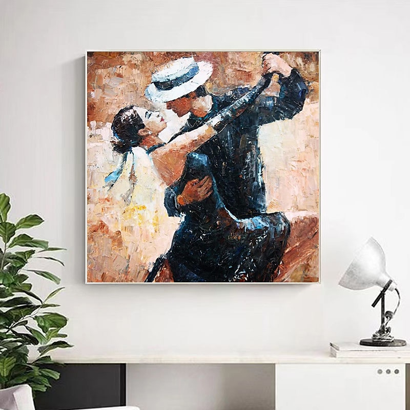 tango canvas väggkonst handmålad oljemålning romantik dans väggkonst romantik par väggkonst dans par canvas för heminredning utan ram 2025 - $116.99 –P5