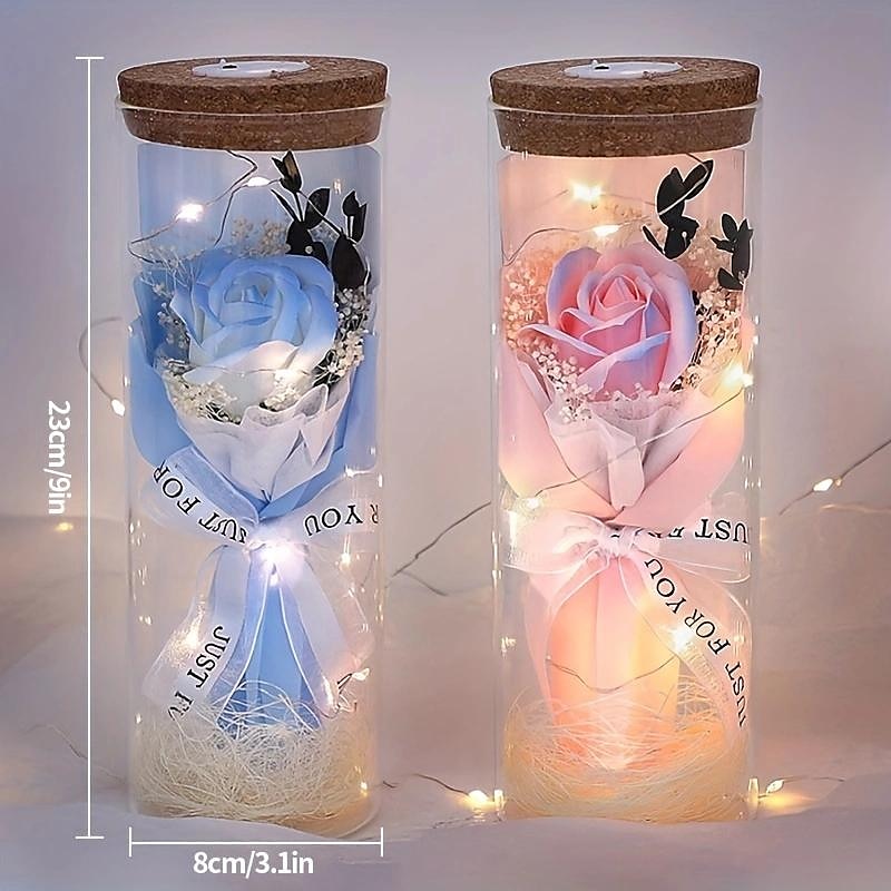 led světla, suché květiny, dárky na Valentýna, dárky k narozeninám, skleněné obaly, věčné květiny, kytice růží, perfektní dárky ke dni matek a svátkům díkůvzdání 2025 - $19.49 –P2