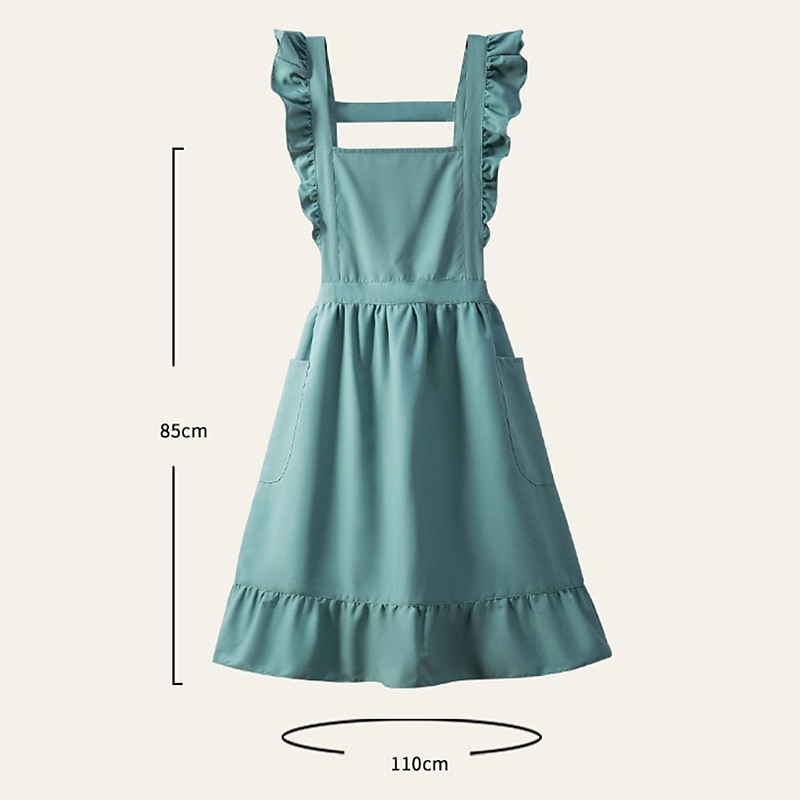 grembiule, cucina, cucina domestica, speciale tessuto impermeabile e resistente all'olio a doppio strato, grazioso grembiule da donna in stile principessa del 2025 a $10.99 –P1