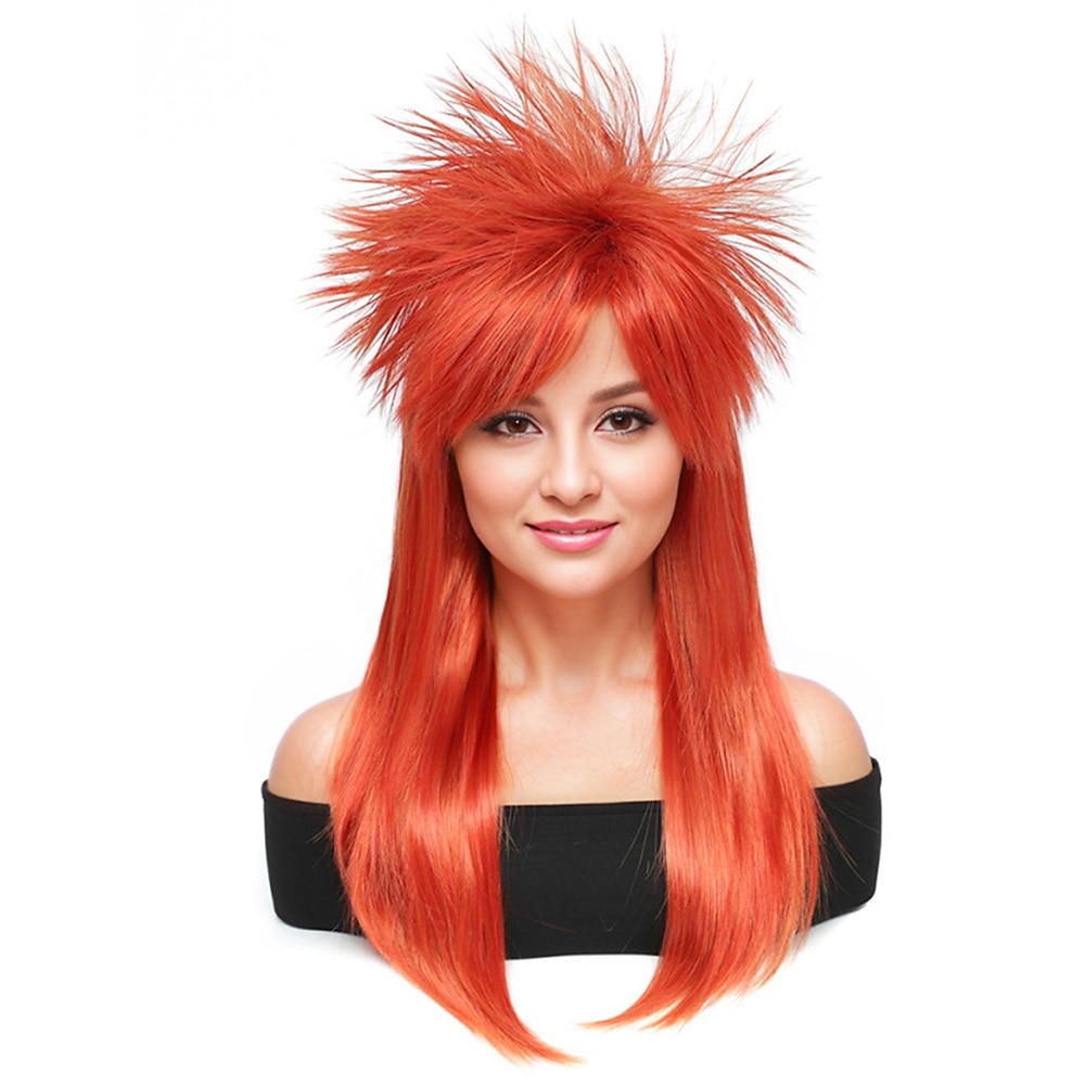 Rock diva parykk syntetisk parykk rett asymmetrisk parykk lang A1 syntetisk hår kvinners cosplay myk fest rød halloween parykker 2025 - $20.99 –P2