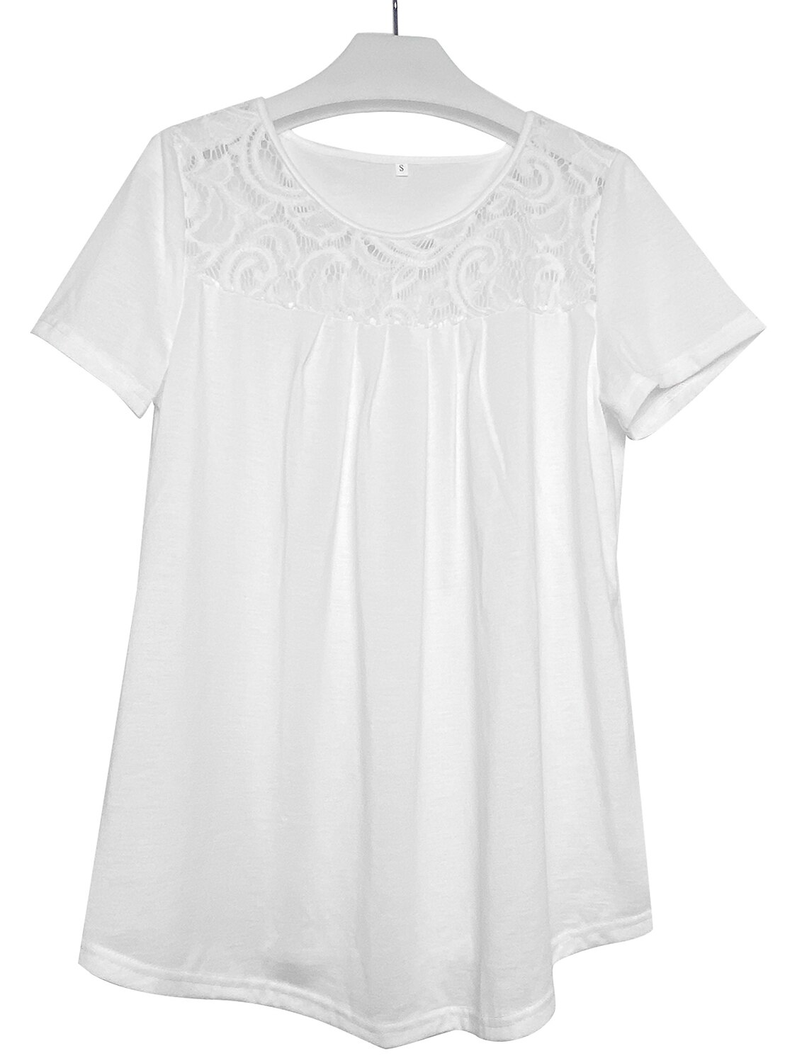 Ing Csipke ing Blúz Fehér csipke ing Női Fekete Fehér Arcpír rózsaszín Tömör szín Csipke Utca Napi Divat Kerek S 2025 - $21.99 –P16