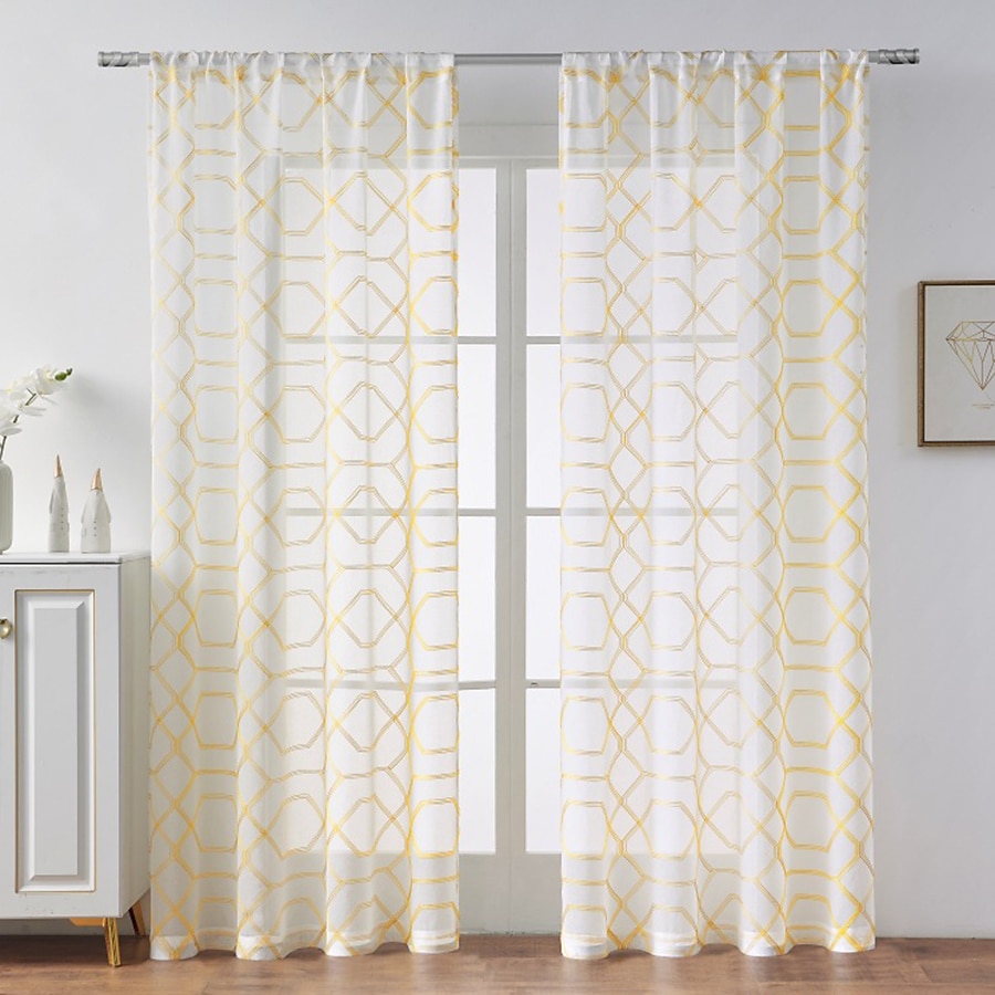 Rideau semi-transparent blanc brodé de feuilles, ensemble de rideaux à passe-tringle, panneau de fenêtre, drapé pour chambre de fille/chambre d'enfant/crèche/salon 1 panneau de 2025 ? $18.49 –P14