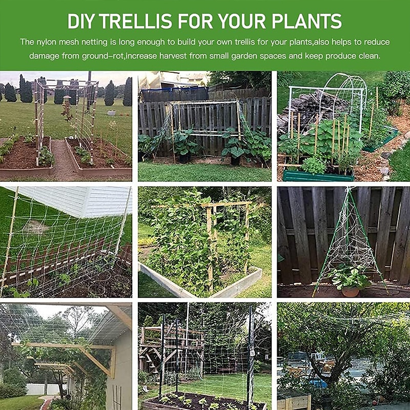 2025年 トレリスネット 頑丈な園芸植物 トレリスネット つる植物用 屋外屋内 豆用栽培ネット トマト エンドウ豆 カボチャの花  コレクション – $13.99 –P1