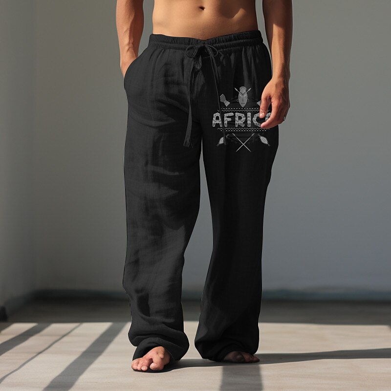 Herren Grafik Ethik / Afrikanisch Hosen Hose Mittlere Taille Lässig Urlaub Alltagskleidung Ausgehen Frühling Herbst Schwarz Weiß Grün 2025 - $25.99 –P4