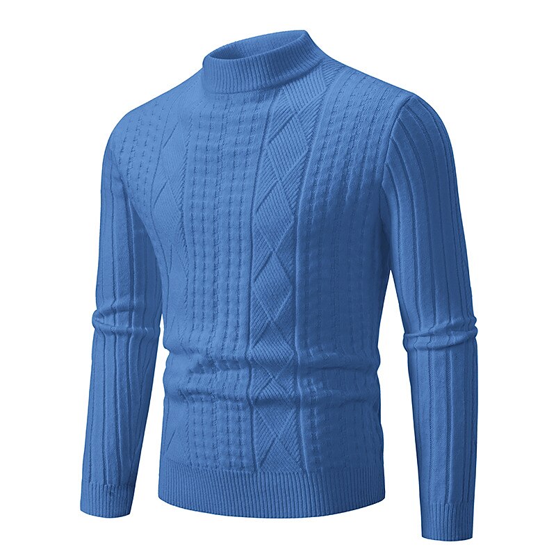 Men's Pullover Sweater Jumper Knit Sweater Ribbed Cable Knit Regular Knitted Plain Crew Neck Keep Warm Modern Contemporary Daily Wear Going out Clothing Apparel Fall Winter Black Red S M L 2025 - $32.99 –P4