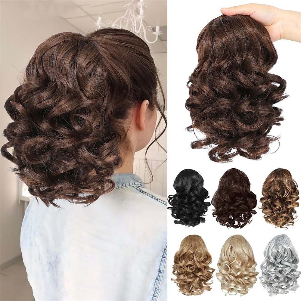 Short Ponytail Extension10 inch Wavy Drawstring Ponytail with Clip in Hairpieces Synthetic Short Drawstring Pony Tail for Women 2025 - $13.49 –P1