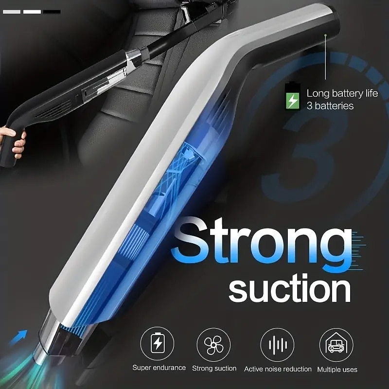 Vacuum Cleaner High Power Car Handheld Vacuum Cleaner Indoor And Car Dry And Wet Dual-use Wireless Charging Three Batteries Large Suction Household Cleaning Duster 2025 - $49.99 –P1