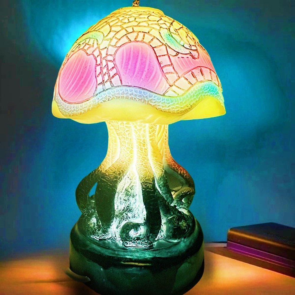 soppbordlampe, simulert nattlampe i glassmalerier, dekorativ nattbordslampe i bohemharpiks, for soverom, stue hjemmekontor, dekorgave 2025 - $25.99 –P6