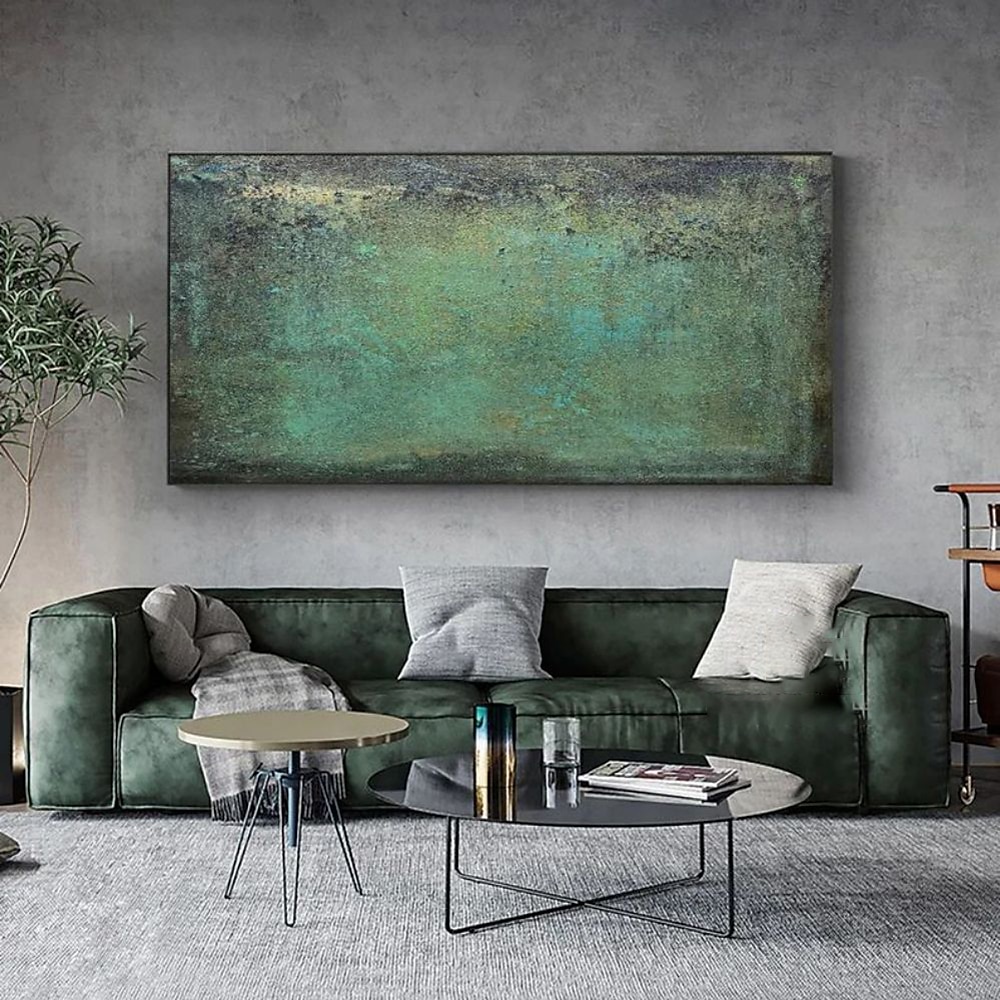 Handgefertigtes Ölgemälde auf Leinwand, Wandkunst, Dekoration, moderner nordischer Minimalismus, grüne Textur für Heimdekoration, gerolltes, rahmenloses, ungedehntes Gemälde 2025 - $92.99 –P1
