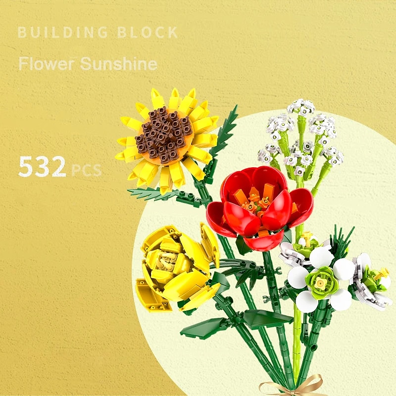 Women's Day Gifts Flower Rose Bouquet Building Kit with Cover Display Box Diy Flower Botanical Collection Building Blocks Bricks Desk Home Mother's Day Gifts for MoM 2025 - $24.99 –P9