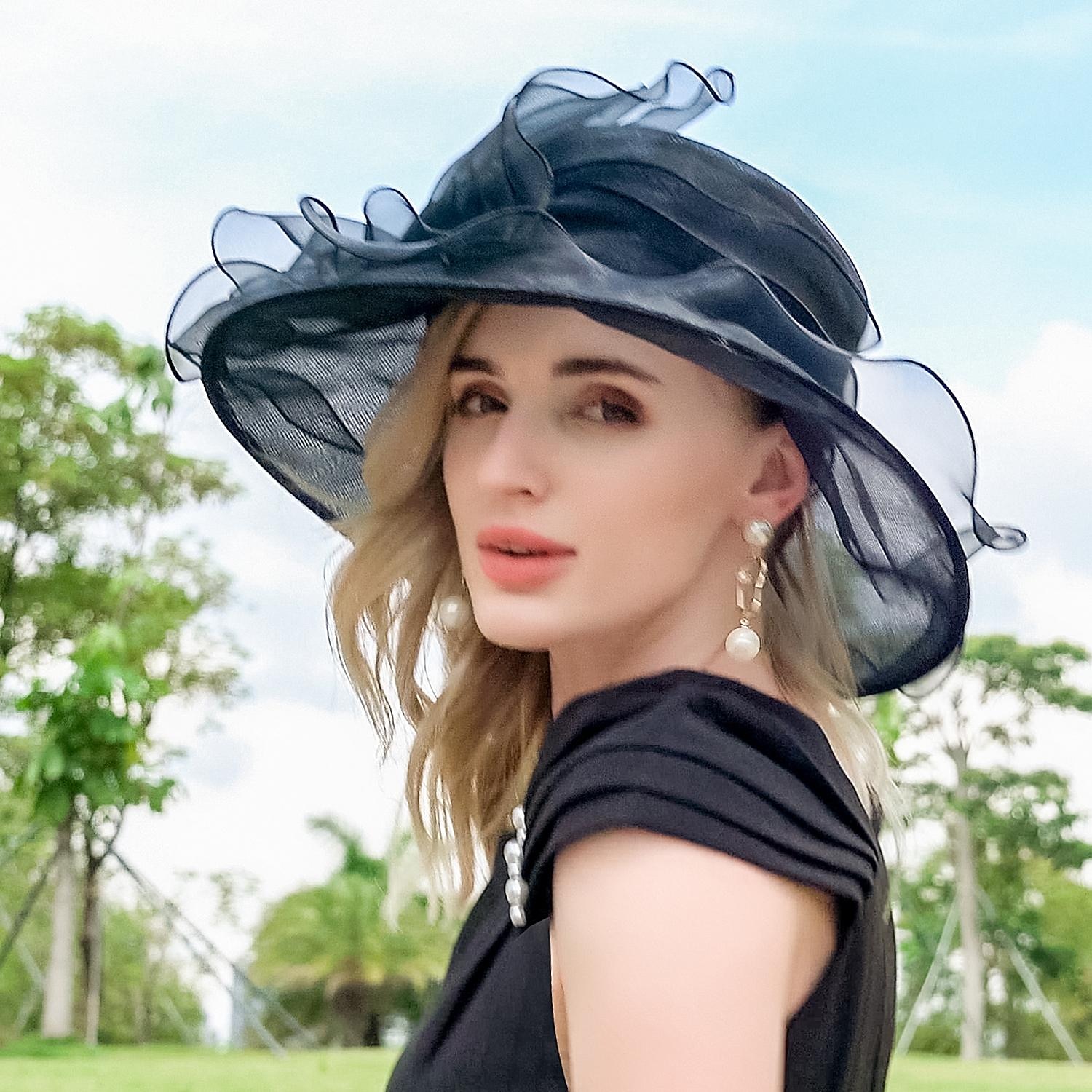 Chapéus de seda gelo bowler/cloche chapéu de sol casual chá festa elegante simples romântico com emenda headpiece headwear de 2026 por $34.99 –P7