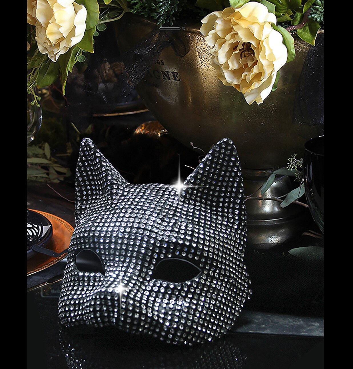 Sexy Punk a gotika Lesklá metalíza Maska Dlouhé rukavice Kočka Dámské Karneval Nový rok Párty večerní šaty Klub Dospělé Rukavice Maska Jaro léto 2025 - $32.99 –P8