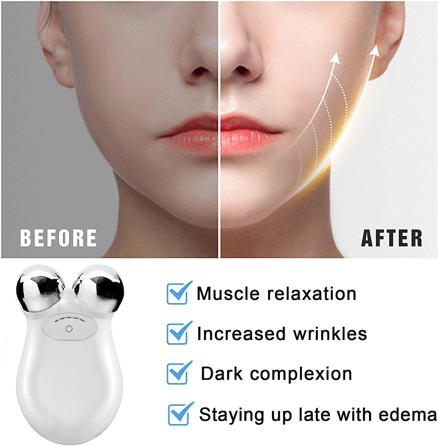 apparaat voor gezicht en hals, microstroom gezichtsapparaat anti-aging en rimpelverminderaar huidverjonging, microsculpt apparaat gezicht voor huidverzorging en massage 2025 - GBP £22 –P6