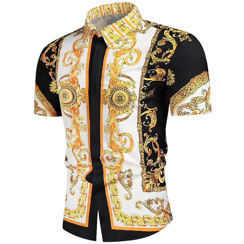 Homme Chemise Chemise de bal Noir Blanche Rouge bleu marine Géométrique Col Classique Eté Vacances Plage Vêtement Tenue Imprimer de 2025 ? $17.49 –P5