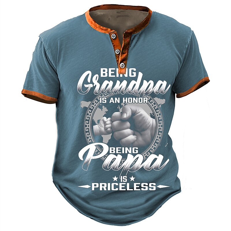 camisas de padre gráfico mano moda retro vintage hombres impresión 3d camiseta henley camisa papa camiseta deportes al aire libre vacaciones salir camiseta azul ejército verde oscuro manga corta 2025 - $21.99 –P3