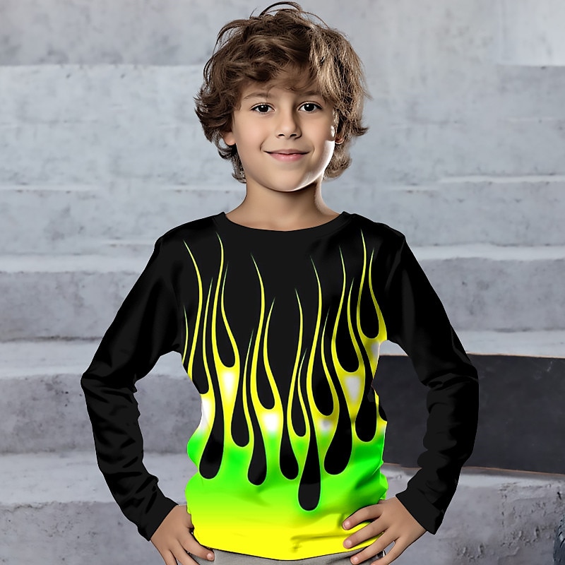 Garçon 3D Feu Tee-shirts Chemise manche longue 3D effet Printemps Automne Sportif Mode Vêtement de rue Polyester Enfants 3-12 ans Col Ras du Cou Extérieur Casual du quotidien Standard de 2025 ? $13.99 –P5