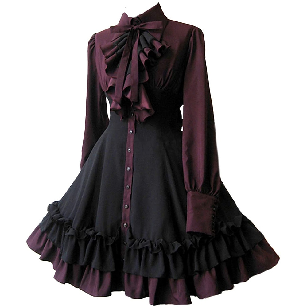 Retro Vintage Punk & Gothic Steampunk Dress A-Line Dress Cosplay Patchwork Women's Fantasy Steampunk Performance Party Adults' Dress Spring Fall 2025 - $75.99 –P1