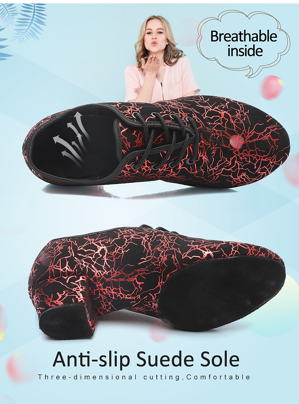 Women's Sparkling Ballroom Dance Shoes with Lace-Up Design and Soft Suede Sole – Comfortable Low Heel Latin Salsa Shoes for Dance Competitions and Parties 2025 - $32.99 –P2