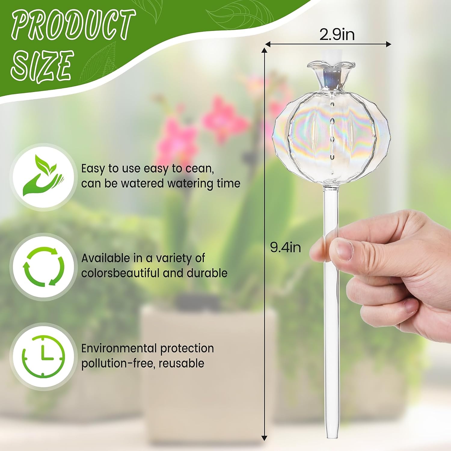2 stuks plantenbewateringsbollen handgeblazen plantenbewateringsapparaten, zelfbewaterende globes bewateringsbollen voor kamerplanten cactusplanten bewateringsbollen 2025 - $15.49 –P9
