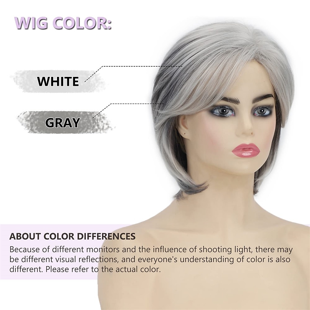 korte grijze pruiken voor blanke vrouwen gelaagde gemengde grijze pixie-cut pruiken korte golvende zilveren pruiken natuurlijk synthetisch haar pruiken voor oudere vrouwen 2025 - $20.99 –P5