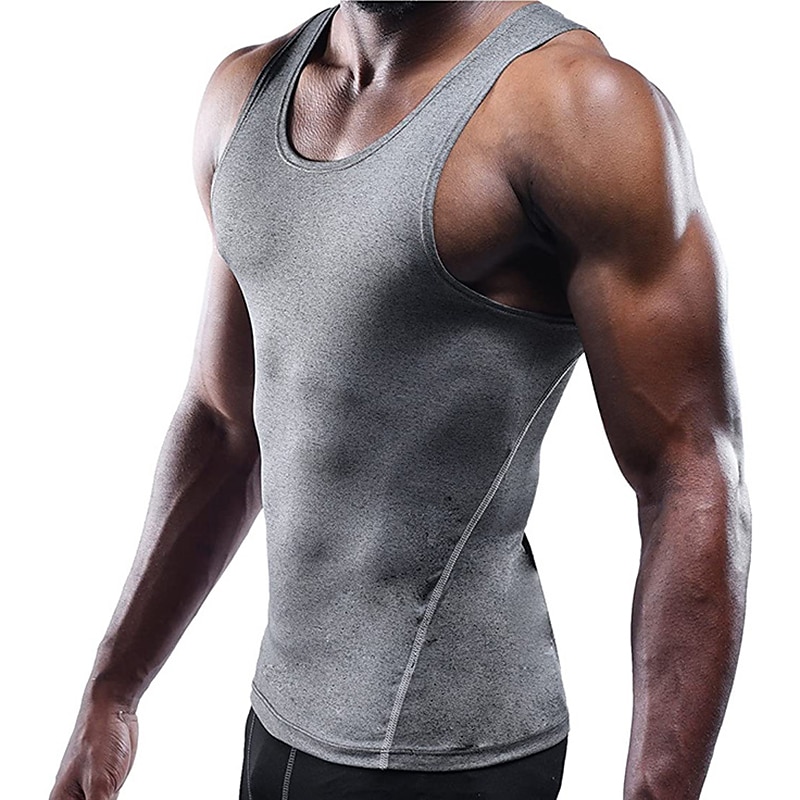 Pánské Gymnastická košile Kompresní nádrž Fitness Tank Pánské topy Tričkový Bez rukávů Sporty a outdoor Dovolená Jdeme ven Běžné / Denní Posilovna Rychleschnoucí Prodyšné Měkké Bez vzoru Černá Bílá 2025 - $12.99 –P6
