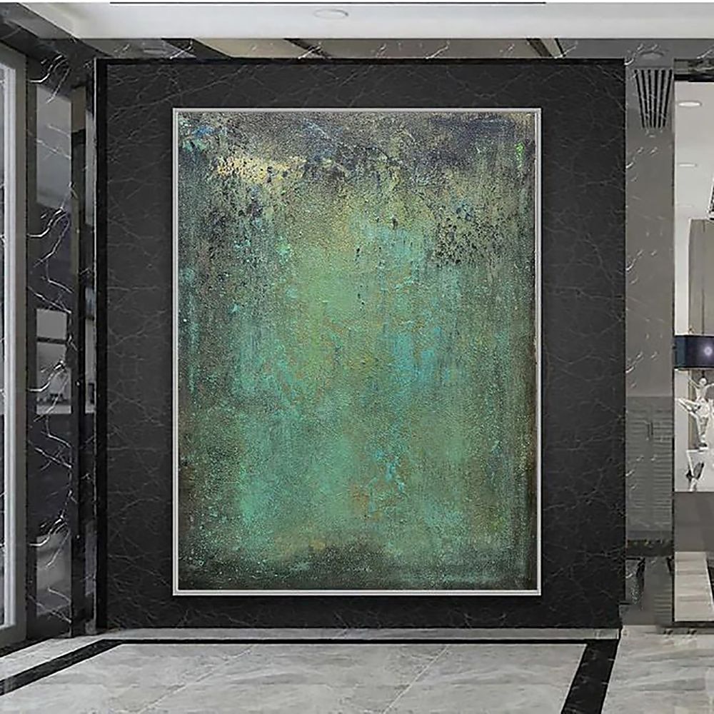 Handgefertigtes Ölgemälde auf Leinwand, Wandkunst, Dekoration, moderner nordischer Minimalismus, grüne Textur für Heimdekoration, gerolltes, rahmenloses, ungedehntes Gemälde 2025 - $92.99 –P2