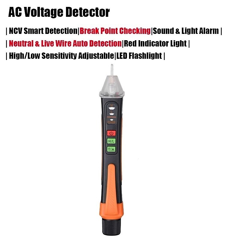 Non Contact Voltage Tester Pen Electrical Tools Electrical Tester AC 12-1000V/48V-1000V LED Flashlight Buzzer Alarm for Live/Null Wire Tester Judgment Wire Breakpoint Finder 2025 - $15.99 –P8