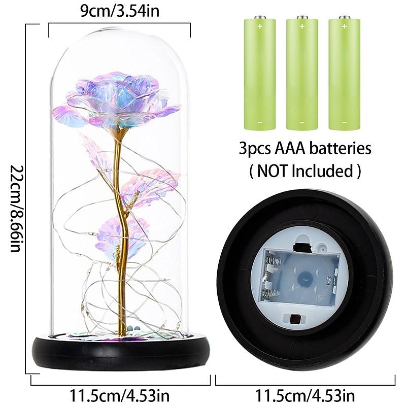 2026年 ガラスドームに入ったロマンチックな魅惑のバラの LED フェアリーライト - 母の日、結婚式、バレンタインデー、記念日に最適なギフト (電池は付属していません)  コレクション – $24.99 –P1
