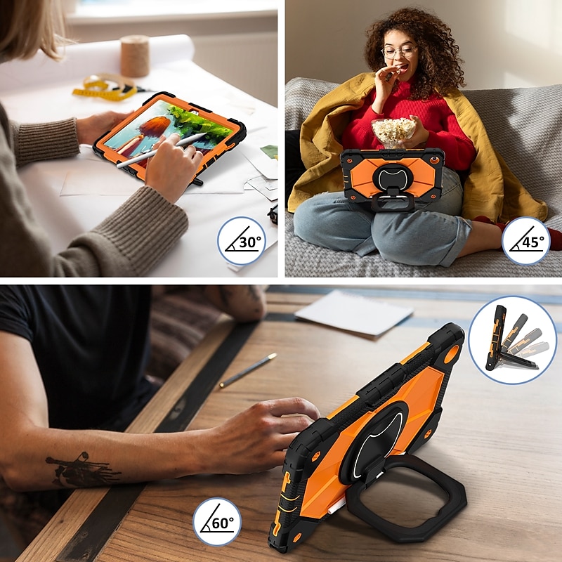 Tablet Case Cover For Samsung Galaxy Tab A9 8.7" A8 10.5'' A9 Plus 11" Handle 360° Rotation Shoulder Strap Armor PC Silicone 2025 - $29.99 –P7