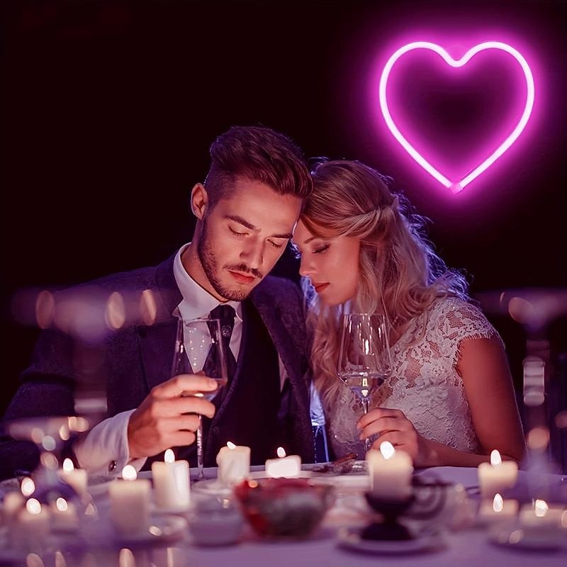 neonové světlo růžové srdce, LED neonové světlo napájené baterií nebo USB, párty, valentýnské dekorace, stolní a nástěnné dekorace, dívčí pokoj, ubytovna, domácí dekorace k výročí svatby 2025 - $12.99 –P4