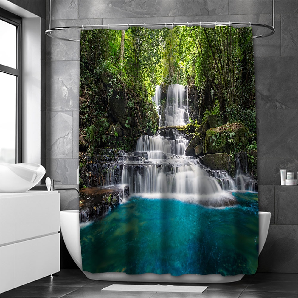 Dusjforheng med kroker 180 cm*180 cm (70"*70") polyester vaskbar vanntett mønster baderom badekar dekor rustikk bondegård tre vintage låve 2026 - $28.99 –P4