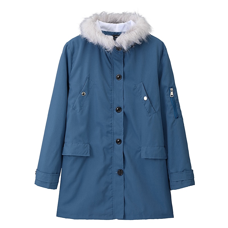 Dame Vinterfrakk Vinterjakke Parkas Vindtett Hold Varm Glidelås Lomme Pelskrage Fleece Lined Elegant og moderne Fritid hverdag Gate stil Helfarge utendørs Feriereise Valentinsdag Gate Glidelås Lang 2025 - $24.99 –P1