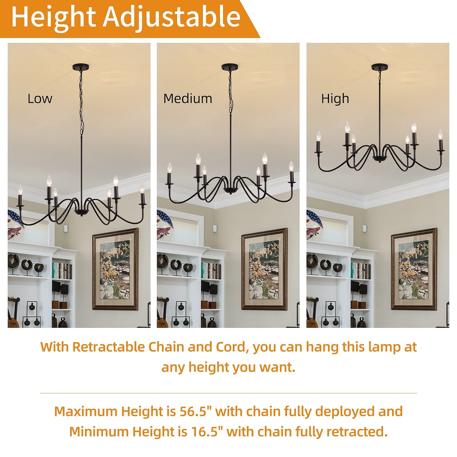 Lámpara colgante led de 88 cm 6 luces estilo vela hierro industrial para comedor, salón, cocina negro moderno tradicional/clásico 220-240v 2025 - $133.99 –P2