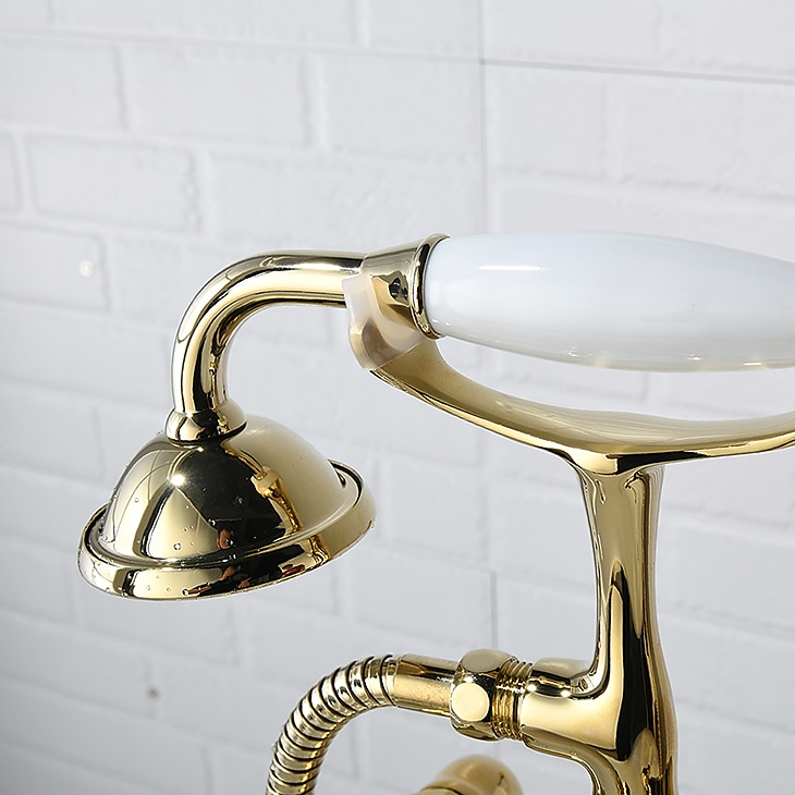 Badkraan - Retro vintage Galvanisch verzilveren Vrijstaand Keramische ventiel Bath Shower Mixer Taps 2026 - $845.49 –P4