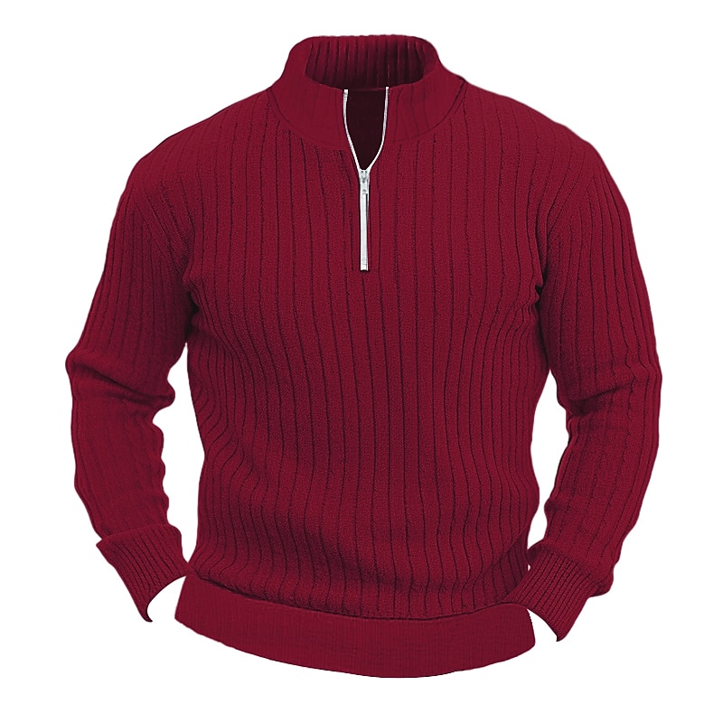 Hombre Prendas de punto Pull-over Estriado Tejer Regular Básico Plano Cremallera de un cuarto Mantiene abrigado Contemporáneo moderno Ropa Cotidiana Noche Ropa Otoño Invierno Negro Blanco M L XL 2025 - $31.99 –P5