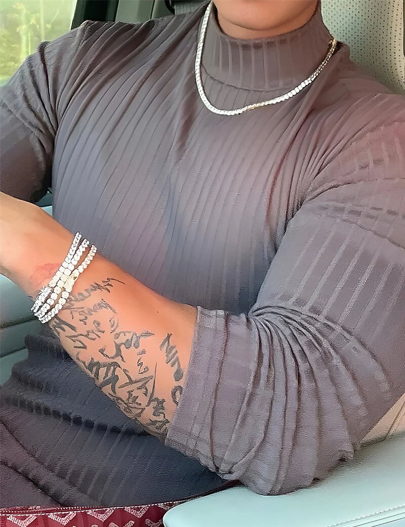 Per uomo Maglietta Maglietta a Maglia Camicia a Maniche Lunghe Manica Lunga Dolcevita Primavera & Autunno Semplice Striscia di Fossa Moda Designer Essenziale Vacanza Streetwear Uscire Nero Bianco del 2026 a $21.99 –P3